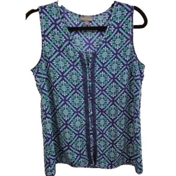 Market & Spruce Tops - Market & Spruce Stitch Fix Womens BOHO Top Small Blue Floral Crochet Sleeveless